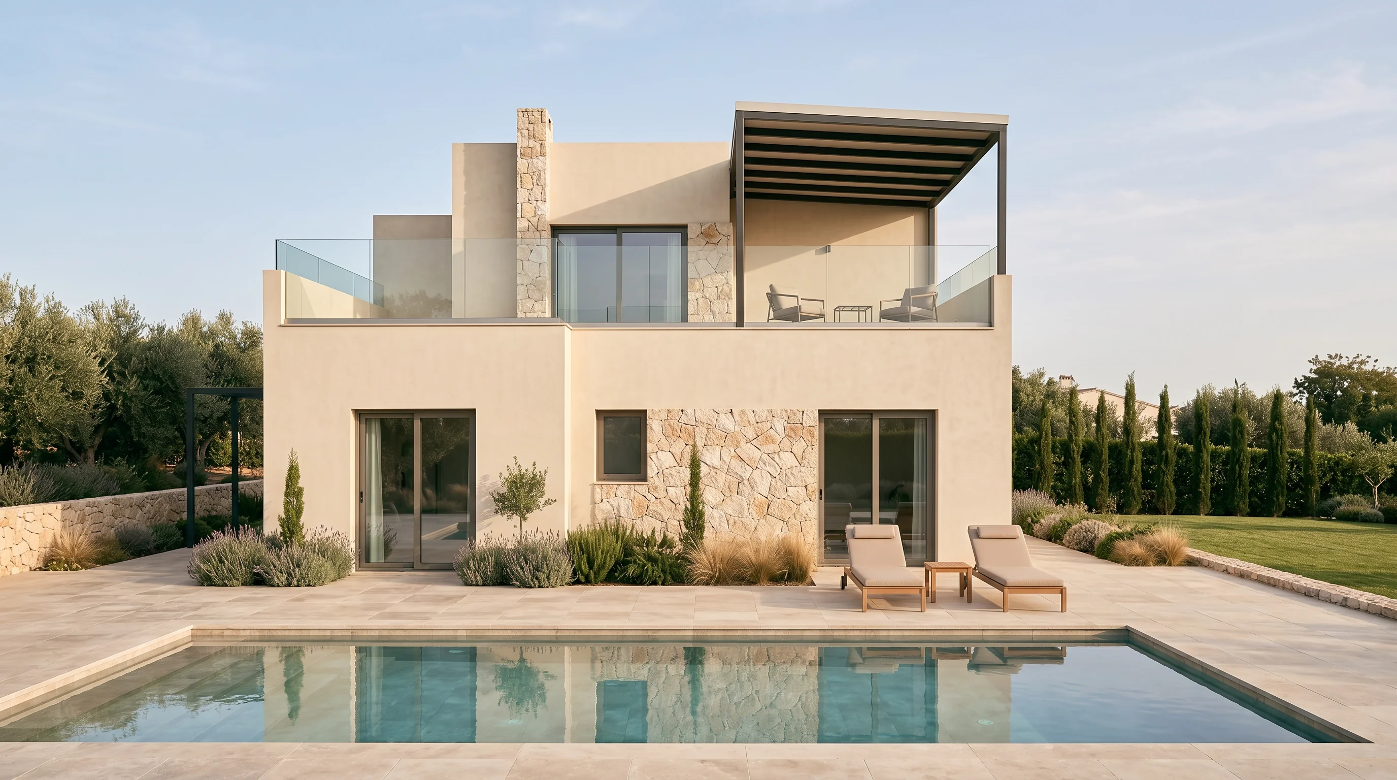 Coral Bay residence — upper terrace with pergola