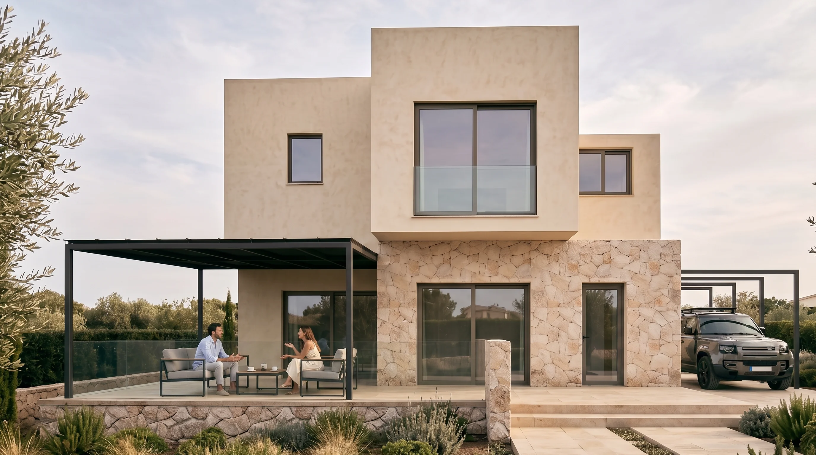 Coral Bay residence — stone and render façade with recessed windows